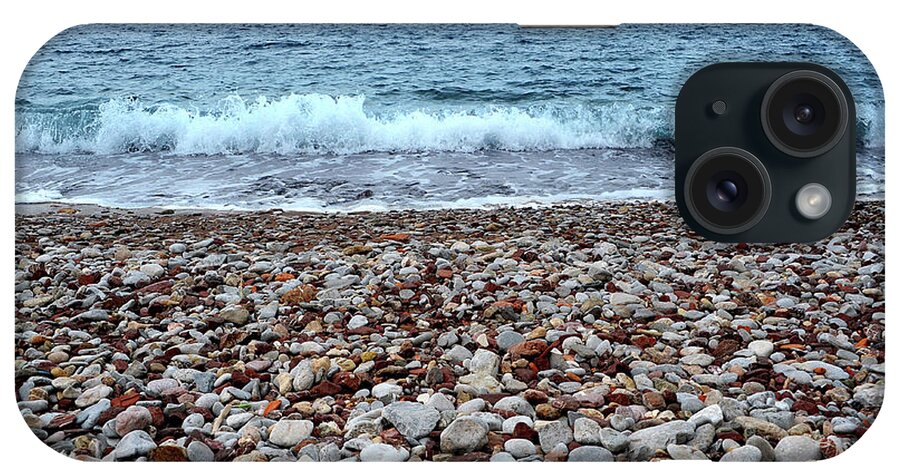 Water's Edge iPhone Case featuring the photograph Beach Pebbles In Hydra Greece, Aegean by © Karolos Trivizas