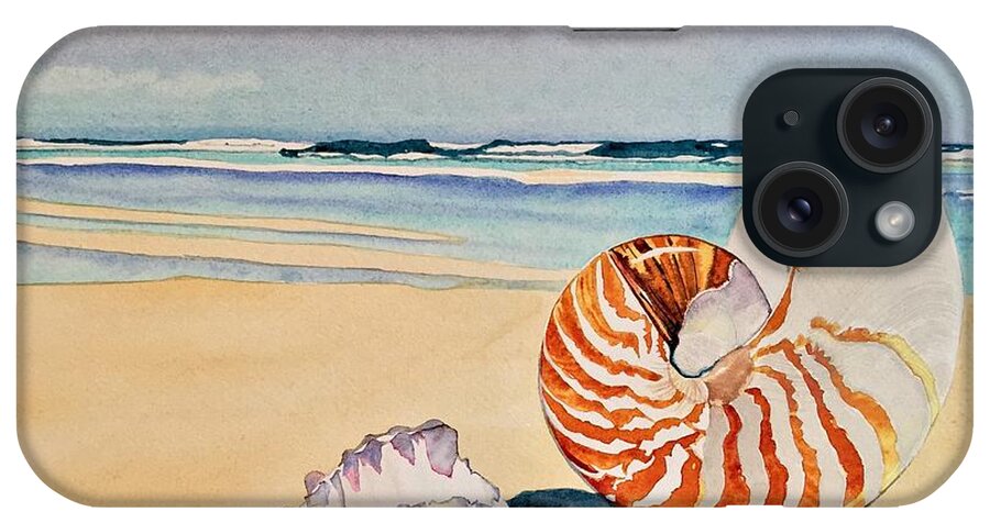 Shells iPhone Case featuring the painting Beachcomber by Sonja Jones