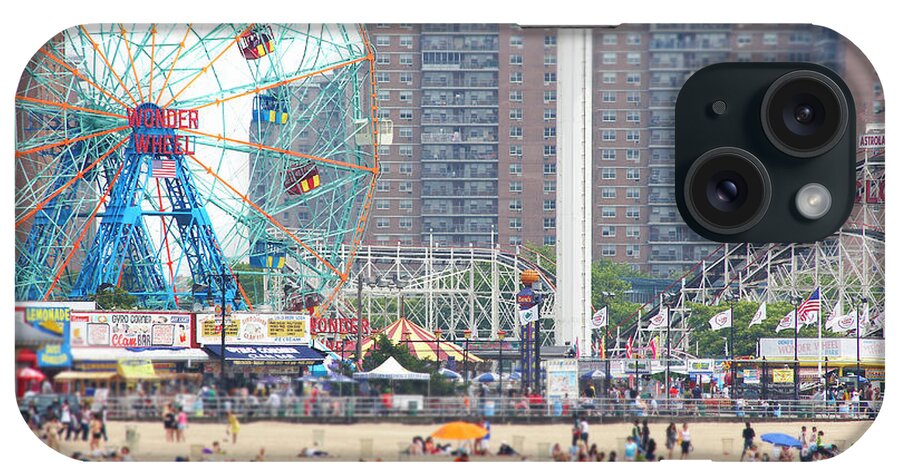 People iPhone Case featuring the photograph Beachgoers At Coney Island by Ryan Mcvay