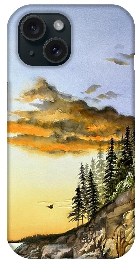 Lighthouse iPhone Case featuring the painting Fading Light by Jeanette Ferguson