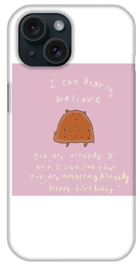 Whimsical iPhone Case featuring the digital art Bear Birthday by Ashley Rice