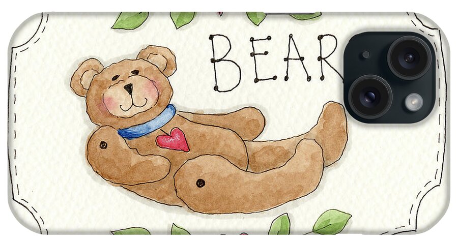 Teddy Bear iPhone Case featuring the painting Bear Laying Down by Debbie Mcmaster