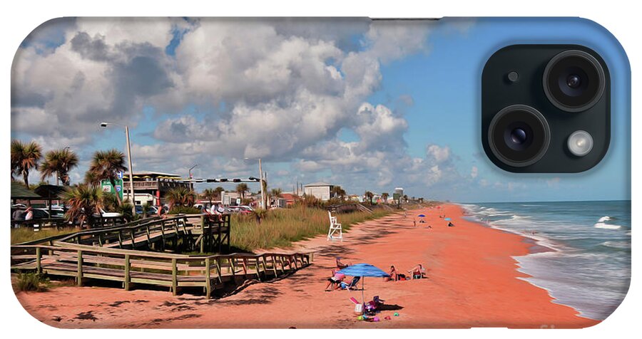 Beach Art iPhone Case featuring the painting Beautiful beach day at Flagler Beach 11-9-18 by Julianne Felton