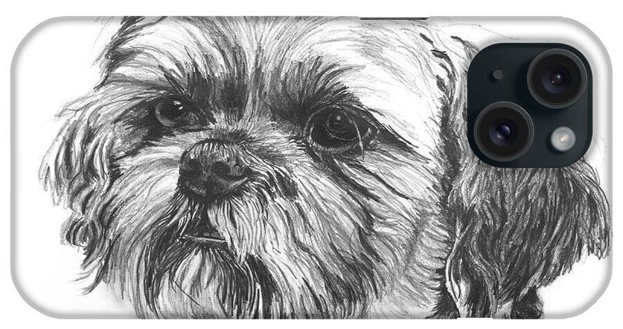 Dog iPhone Case featuring the drawing Beloved Pet Dog by Lynn Hansen