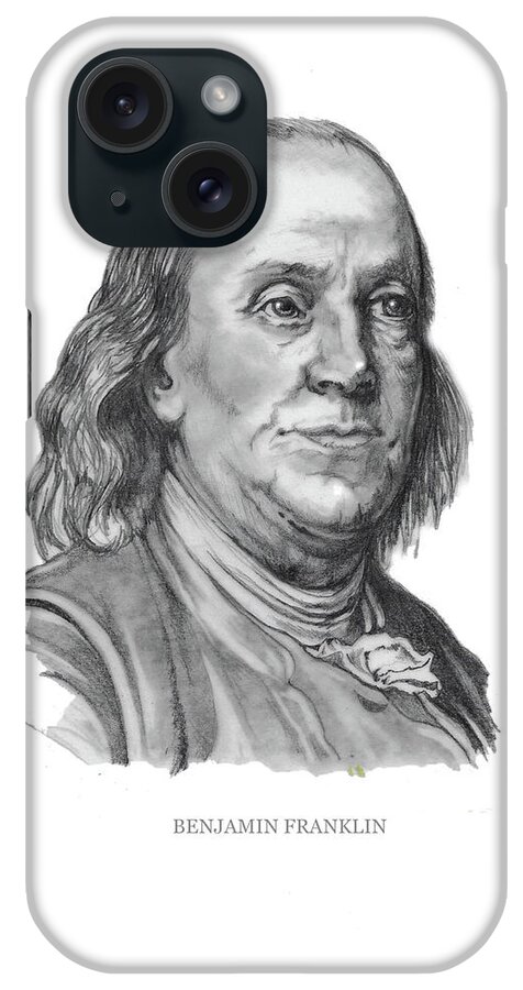 Benjamin Franklin iPhone Case featuring the drawing Benjamin Frankline by Joan Garcia