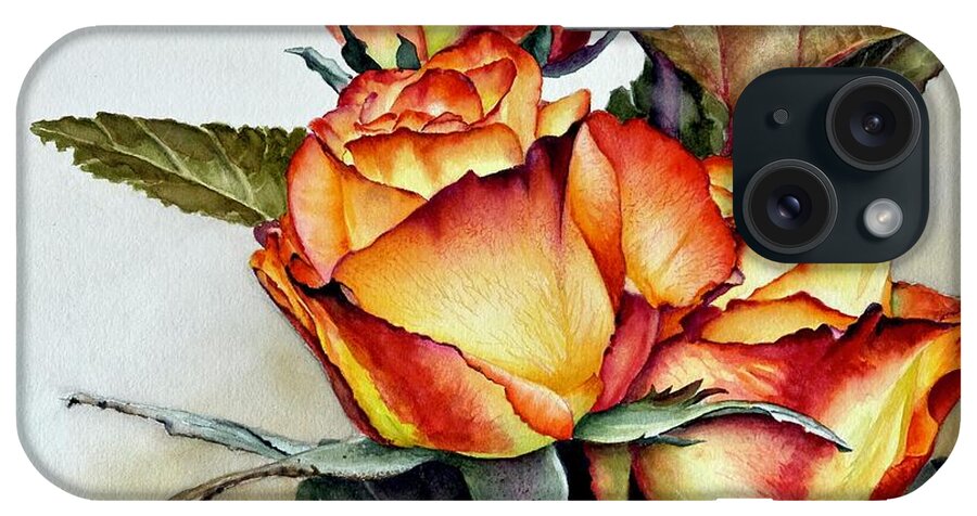 Bi-color Roses iPhone Case featuring the painting Roses by Jeanette Ferguson