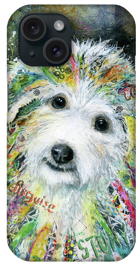 Bichon iPhone Case featuring the mixed media Bichon Frise by Patricia Lintner