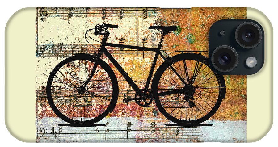 Bicycle iPhone Case featuring the mixed media Bicycle Music by Nancy Merkle