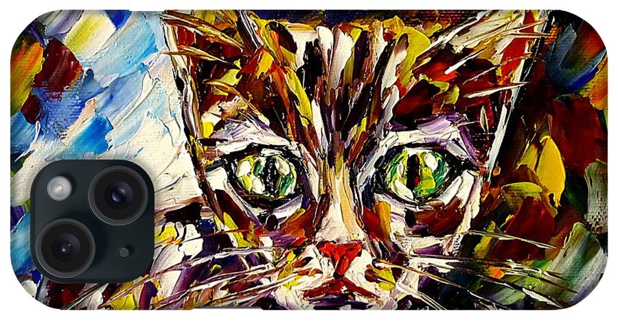 Cat Portrait iPhone Case featuring the painting Big-Eyed Kitten by Mirek Kuzniar