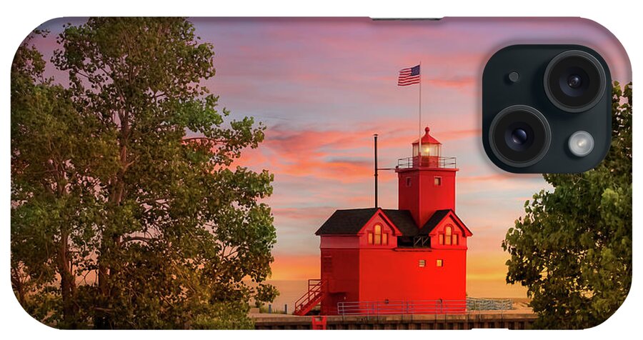 Big Red iPhone Case featuring the photograph Big Red Lighthouse in Holland, Michigan by Liesl Walsh