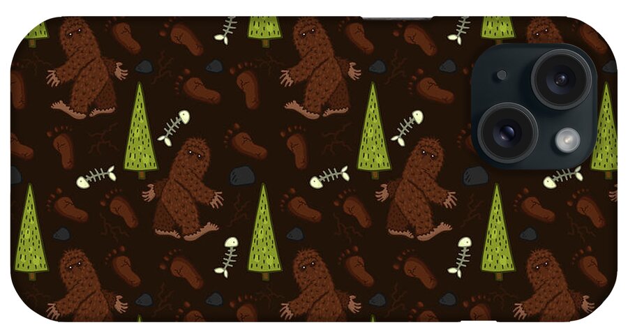 Bigfoot Pattern iPhone Case featuring the digital art Bigfoot Pattern by Lauren Ramer