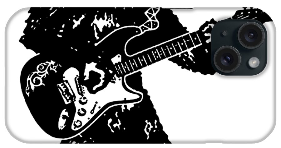 Guitar iPhone Case featuring the digital art Bigfoot Playing Guitar Electric Guitar Sasquatch Vintage Band Classic Rock Bass Guitar Drums Electr by Sam Beveridge