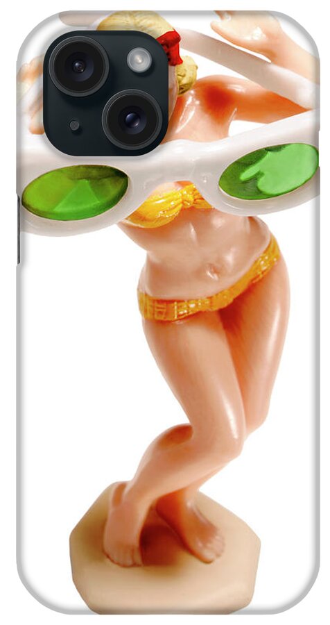 Accessories iPhone Case featuring the drawing Bikini Woman With Large Sunglasses by CSA Images