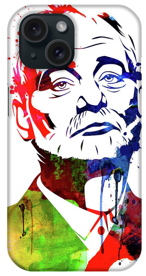 Movies iPhone Case featuring the mixed media Bill Murray Watercolor by Naxart Studio