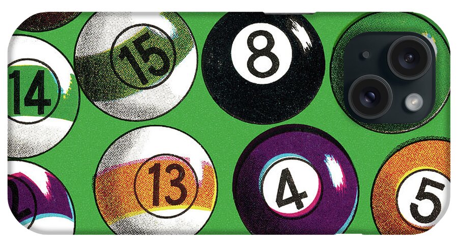 Ball iPhone Case featuring the drawing Billiard Balls by CSA Images