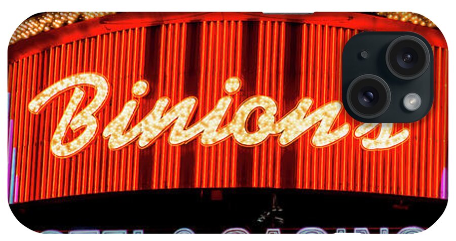 Fremont Street iPhone Case featuring the photograph Binions Casino Parking Garage Neon Lights 3 to 1 Ratio by Aloha Art