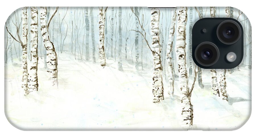 Birch Forest iPhone Case featuring the painting Birch Aspen Forest in Winter Snow by Audrey Jeanne Roberts