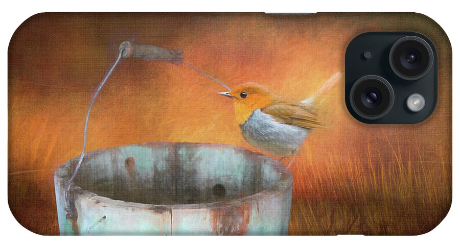 Photography iPhone Case featuring the digital art Bird and Bucket by Terry Davis