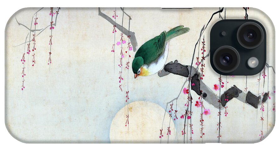 Hotei iPhone 15 Case featuring the painting Bird and Moon by Hotei