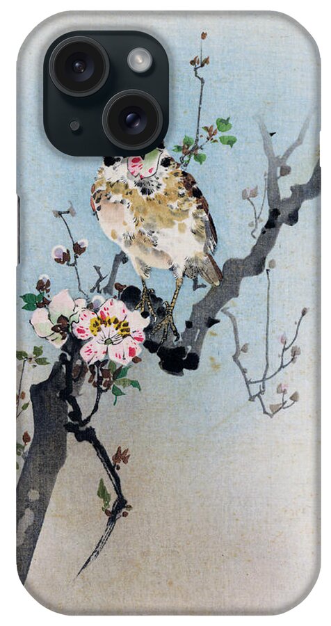 Rioko iPhone 15 Case featuring the painting Bird and Petal by Rioko