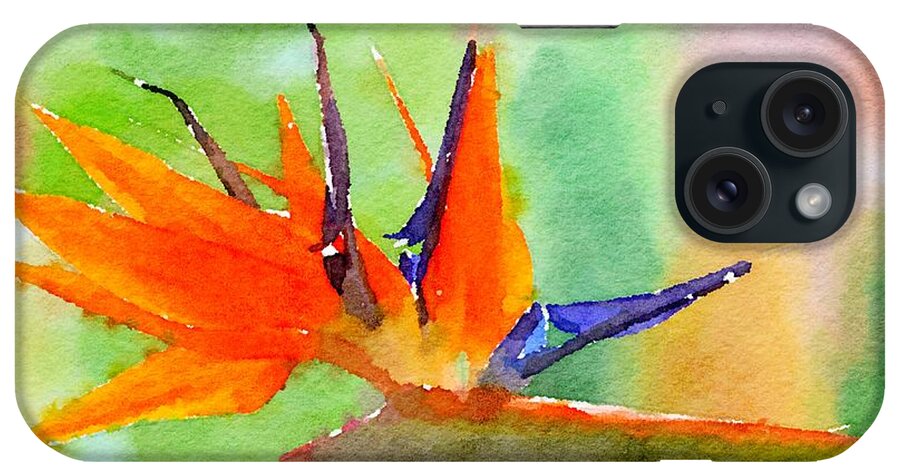 Bird Of Paradise iPhone Case featuring the mixed media Bird of Paradise by Susan Rydberg