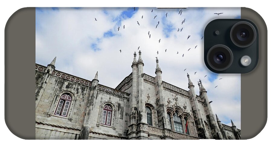 Birds iPhone Case featuring the photograph Birds flying above Jeronimos Monastery by Pema Hou