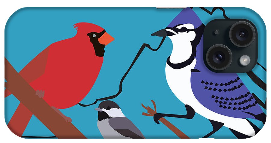Cardinal iPhone Case featuring the digital art Birds of Virginia by Caroline Elgin