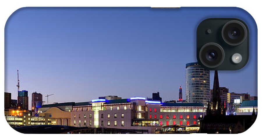 Panoramic iPhone Case featuring the photograph Birmingham Skyline Night Panorama by Dynasoar