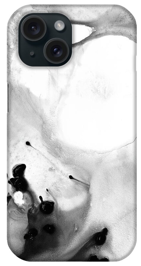 Black iPhone Case featuring the painting Black And White Abstract - Short Wave - Sharon Cummings by Sharon Cummings