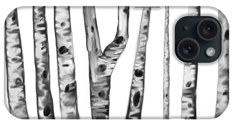 Burches iPhone Case featuring the digital art Black and White Birches by Paula Brown