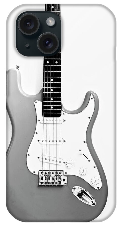 Black And White Guitar iPhone Case featuring the photograph Black And White Guitar by Tom Quartermaine