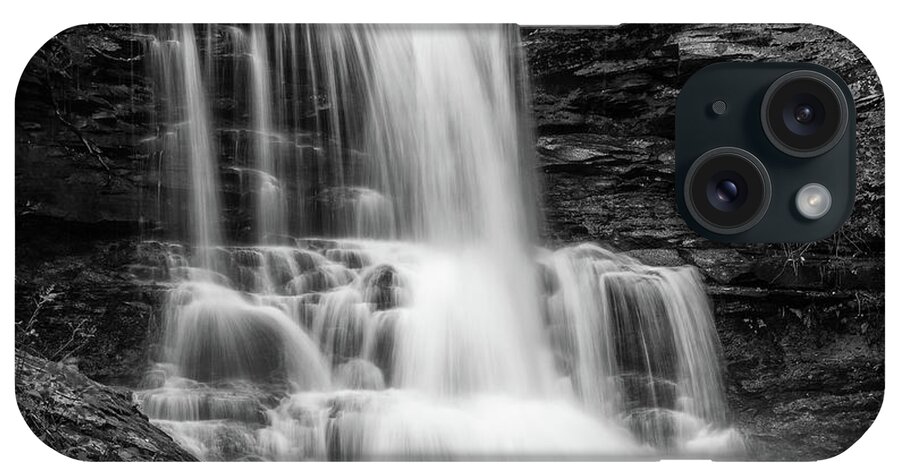 Nature iPhone Case featuring the photograph Black and White Photo of Sheldon Reynolds Waterfalls by Louis Dallara