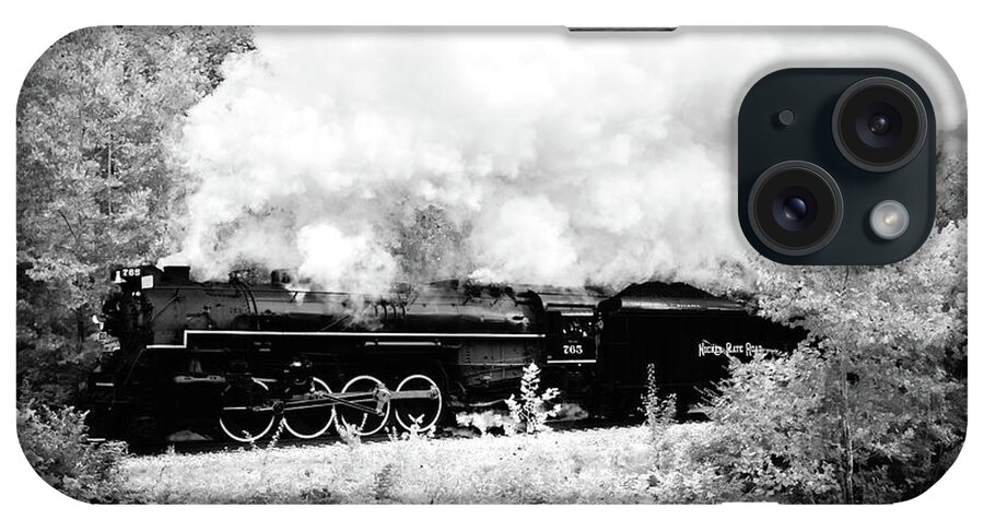 765 iPhone Case featuring the photograph Black and White Train by Michelle Wittensoldner