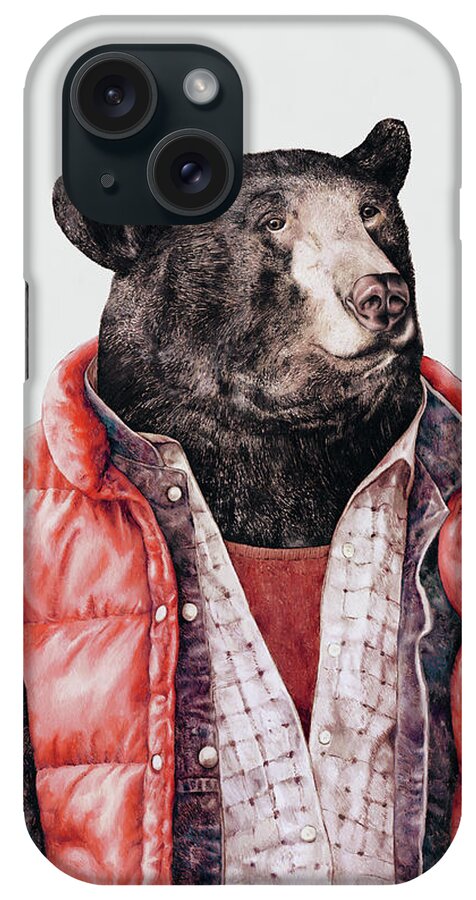 Bear iPhone Case featuring the painting Black Bear by Animal Crew