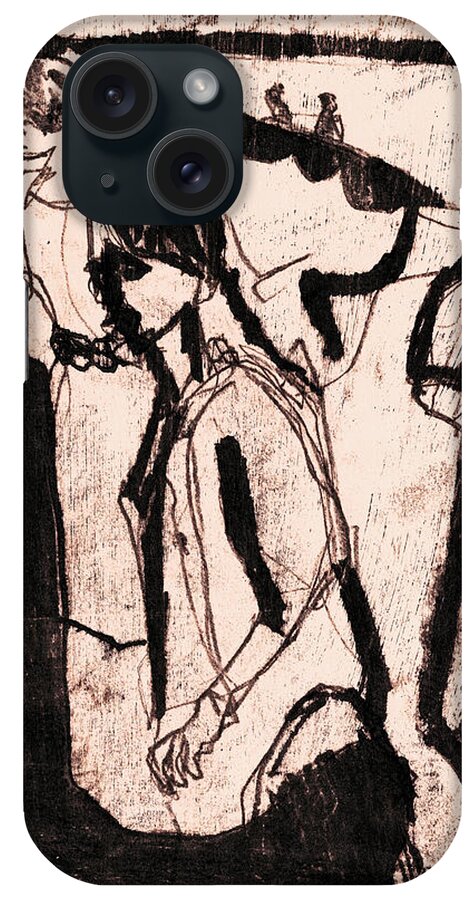 Printmaking iPhone Case featuring the drawing Black Ivory 1 Original Crowd by Edgeworth Johnstone