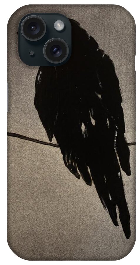 Blackbird iPhone Case featuring the painting Blackbird on a Wire. by Ralph LeCompte