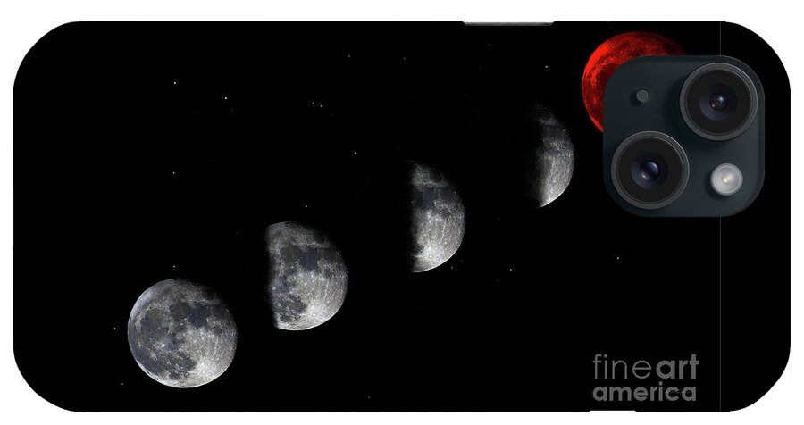 Bloodred Wolf Moon iPhone Case featuring the photograph Blood Red Wolf Supermoon Eclipse Series 873i by Ricardos Creations
