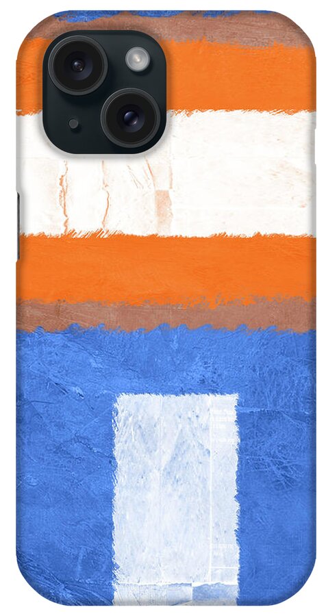 Abstract iPhone Case featuring the painting Blue and Orange Abstract Theme II by Naxart Studio