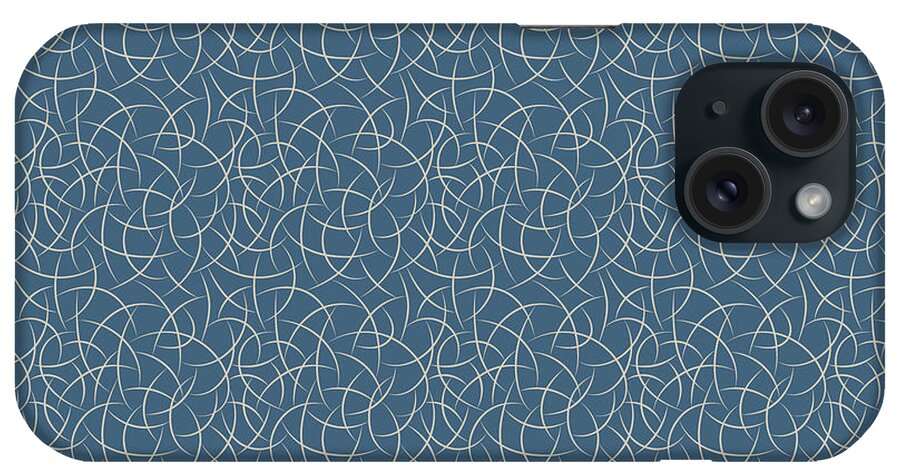 Blue iPhone Case featuring the digital art Blue Beige Abstract Crescent Moon Shape Pattern Inspired By Chinese Porcelain PPG1160-6 by PIPA Fine Art - Simply Solid