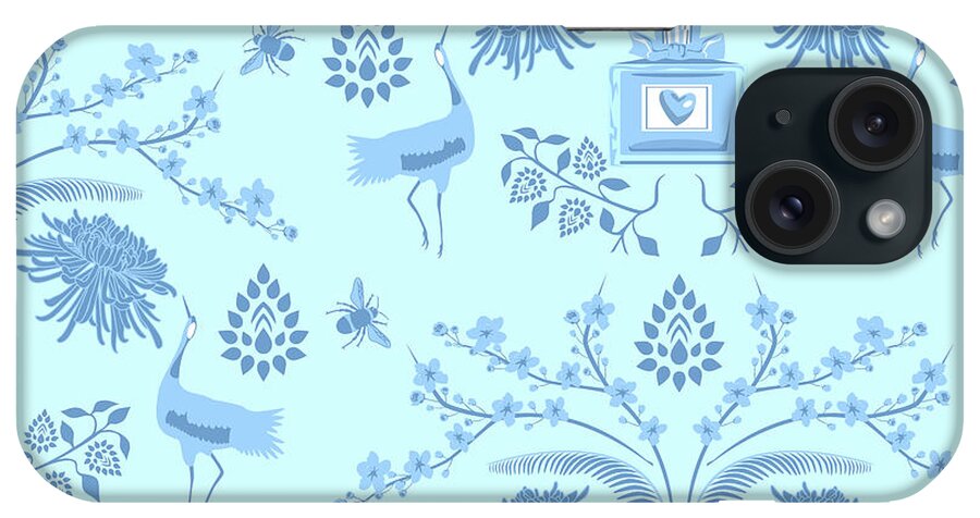 Blue iPhone Case featuring the digital art Blue Floral Scent by Claire Huntley