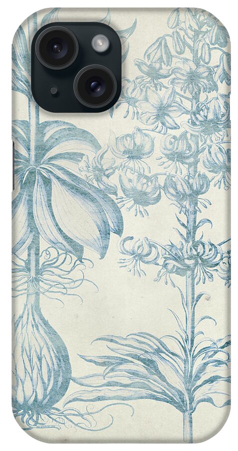 Botanical iPhone Case featuring the painting Blue Fresco Floral II by Vision Studio