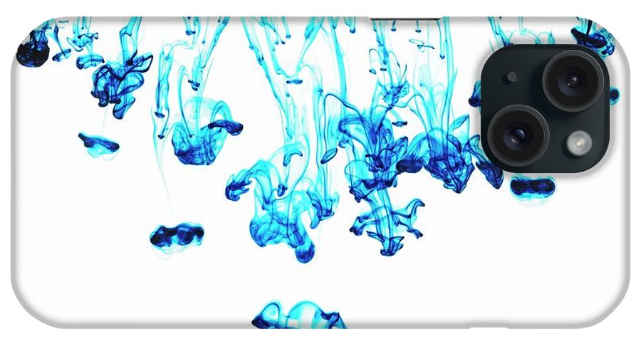 Ip_11221464 iPhone Case featuring the photograph Blue Ink Dripping Into Water by Krger & Gross