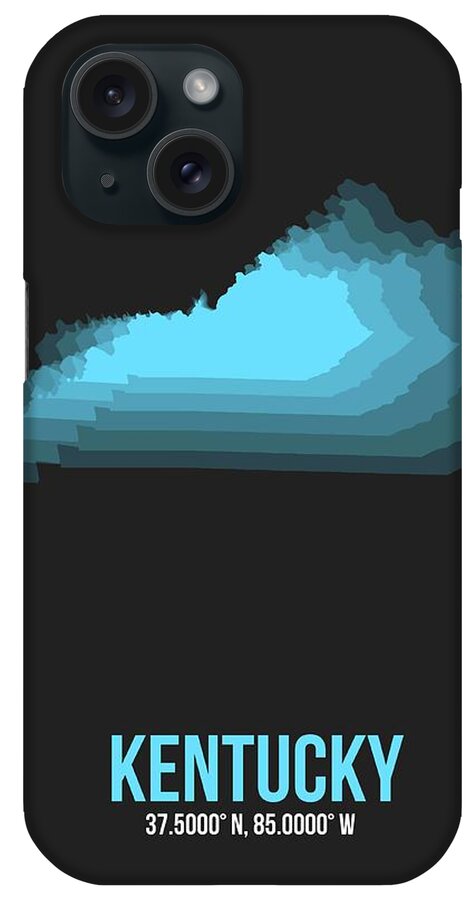 Kentucky iPhone Case featuring the digital art Blue Map of Kentucky by Naxart Studio
