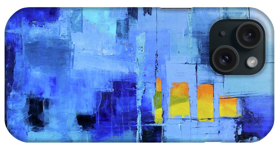 Large Blue Abstract iPhone Case featuring the painting Blue Note Two by Nancy Merkle
