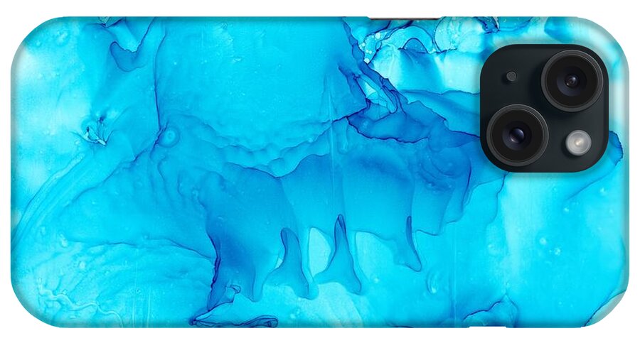 Abstract iPhone Case featuring the painting Blue on Blue by Christy Sawyer