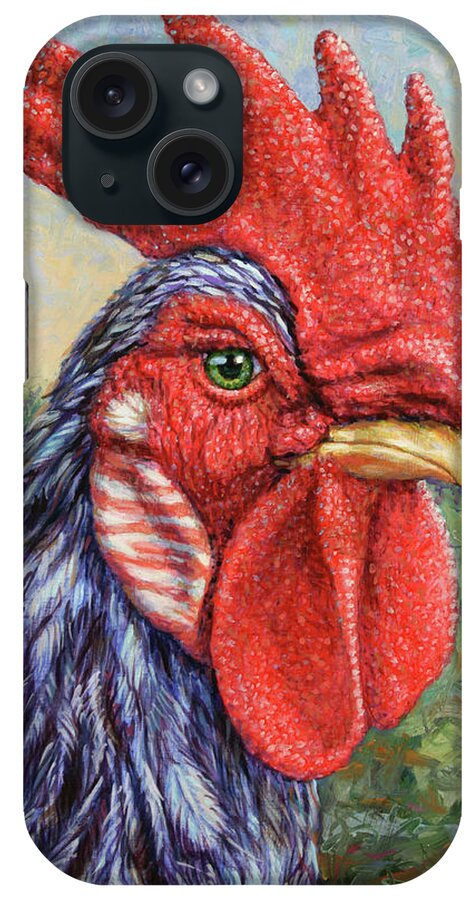 Rooster iPhone Case featuring the painting Blue Rooster by James W. Johnson