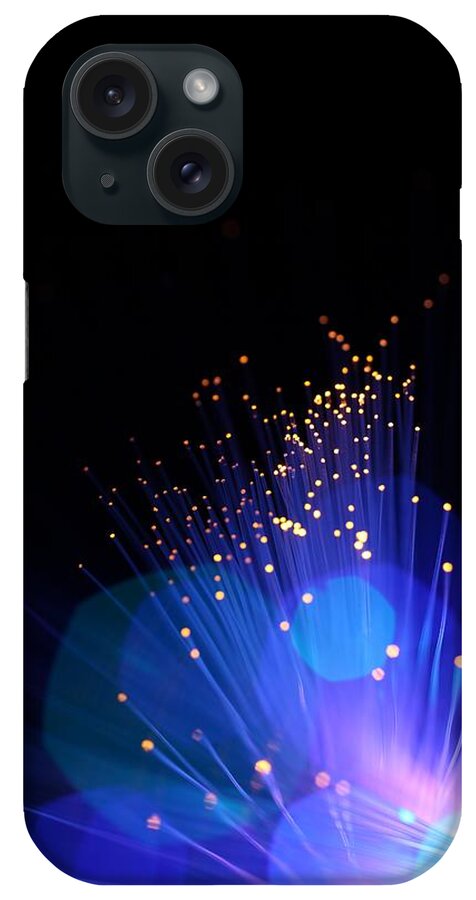 Funky iPhone Case featuring the photograph Blue Sparkle Lights by Merrymoonmary