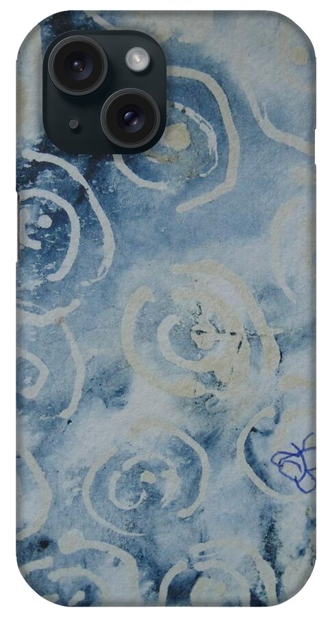 Blue iPhone Case featuring the drawing Blue Spirals by AJ Brown