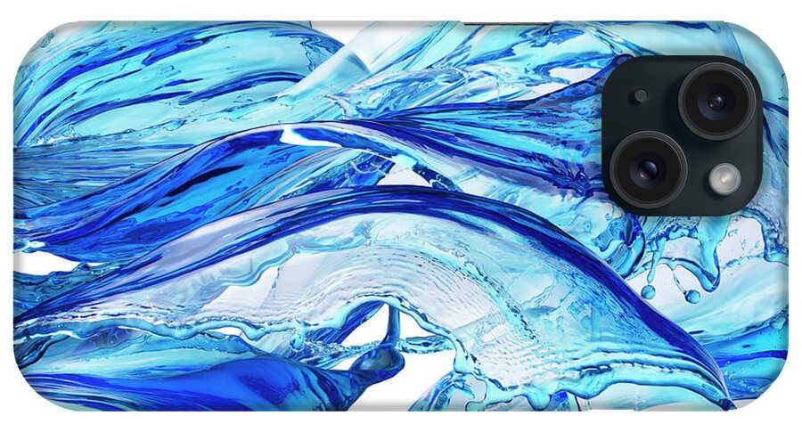 White Background iPhone Case featuring the photograph Blue Splash Water by Biwa Studio