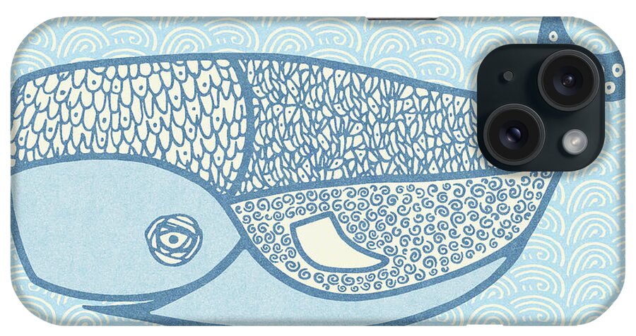 Animal iPhone Case featuring the drawing Blue Whale by CSA Images